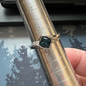 Size 8.5 London blue topaz and moissanite ring